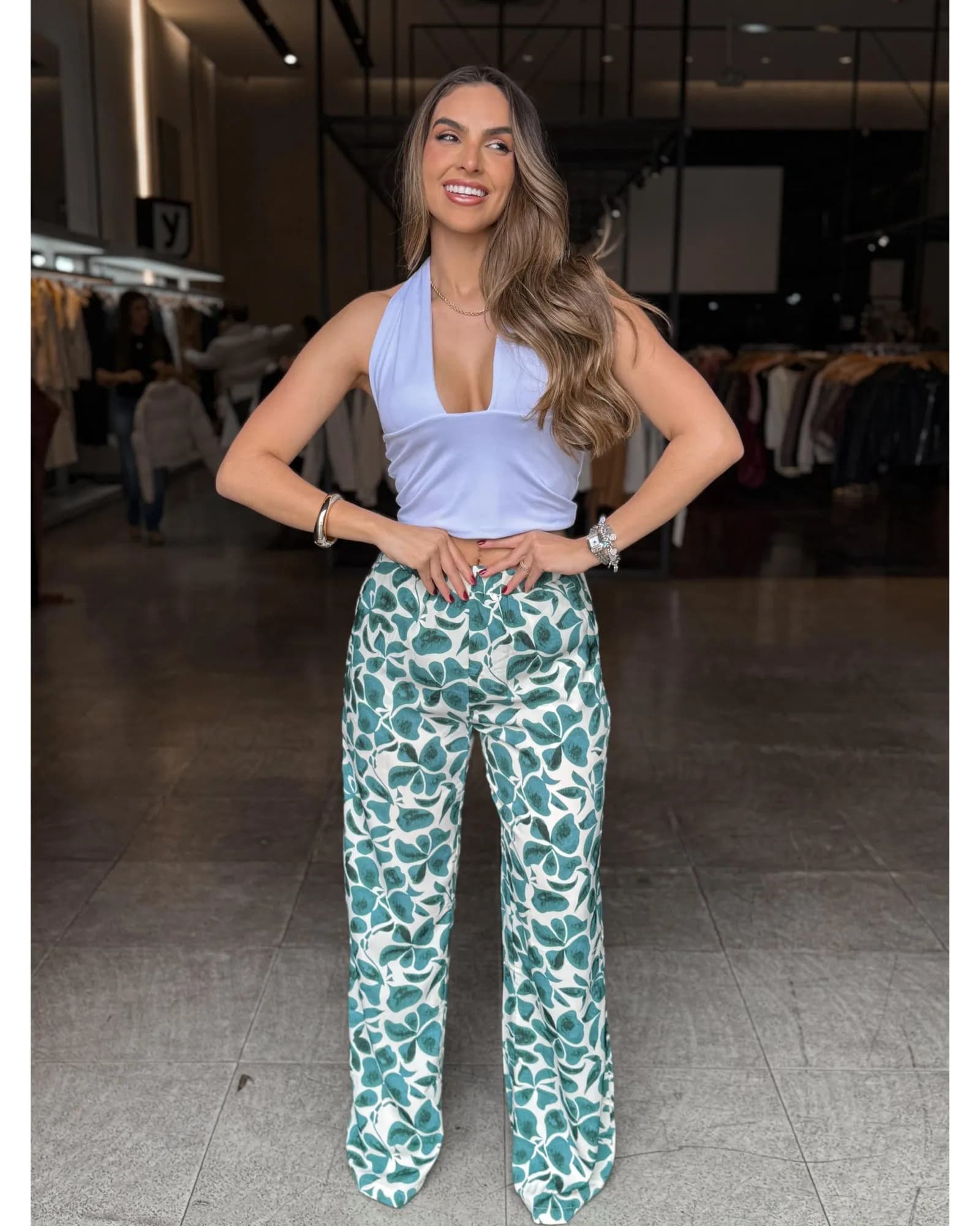 Calça Pantalona Estampada 
