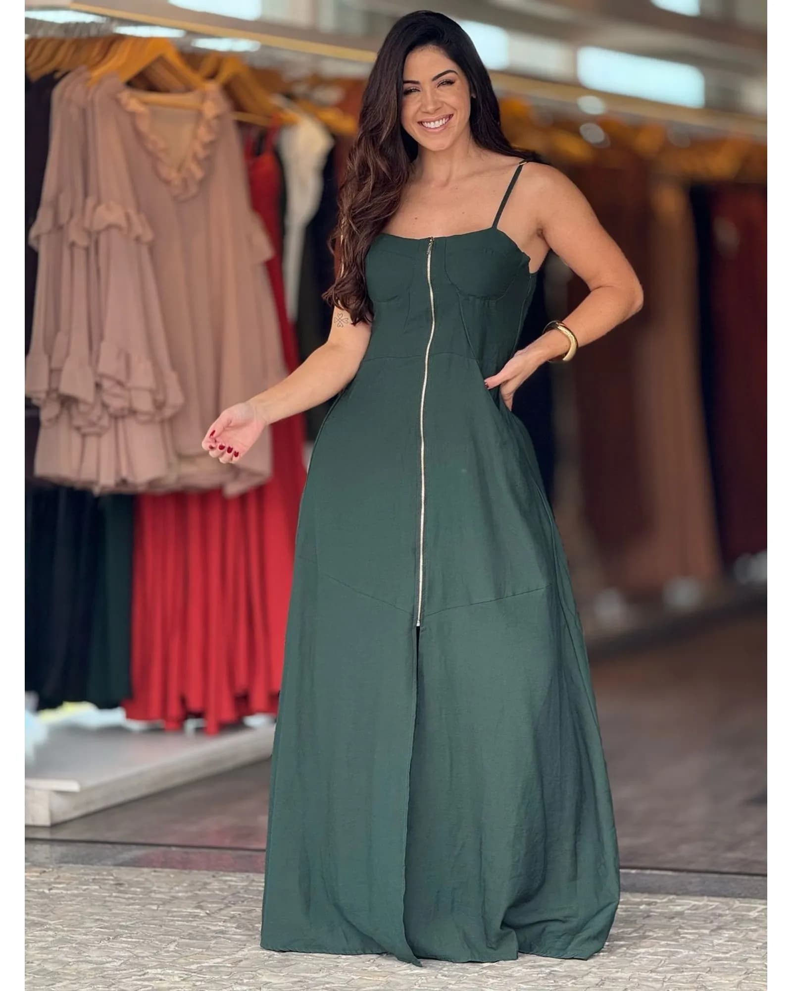 Vestido Longo Zíper Bia 